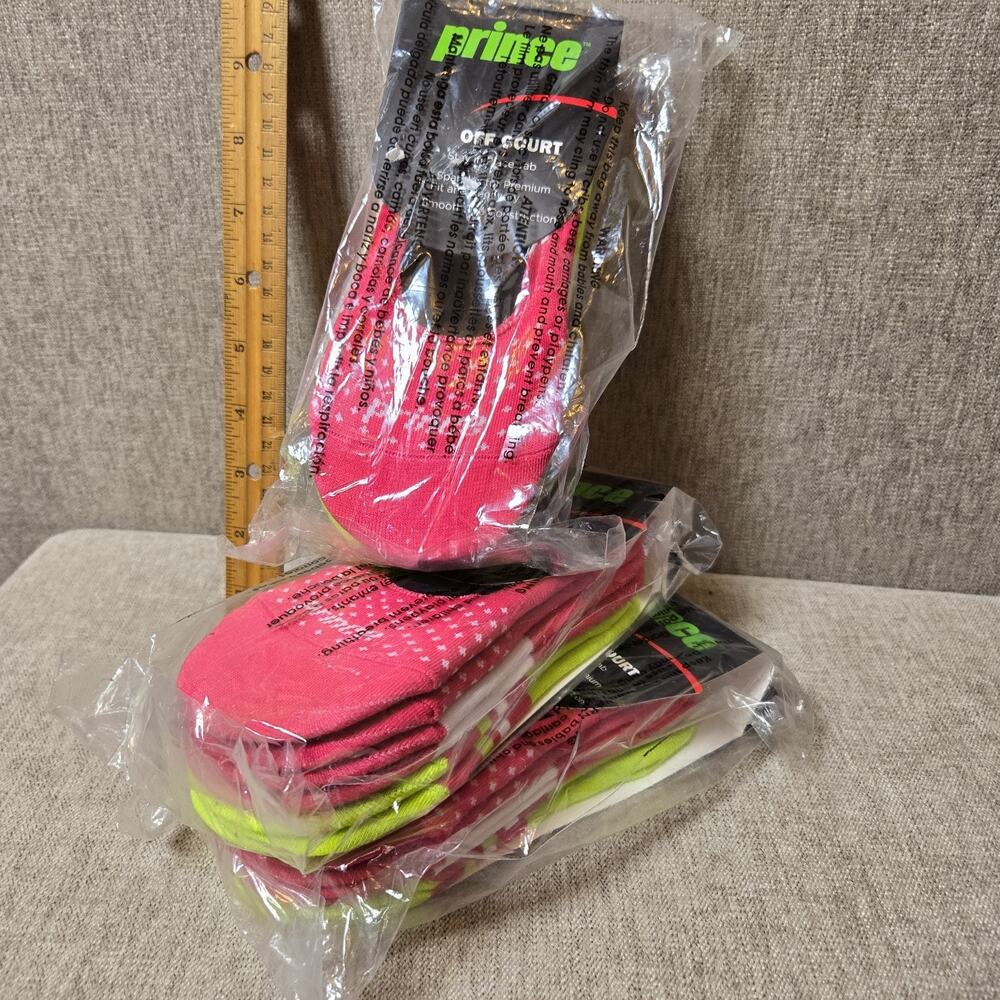 Prince Off Court No Show Liner Girls Size 9-2 Pink/Green 3 Packs of 3 Pair